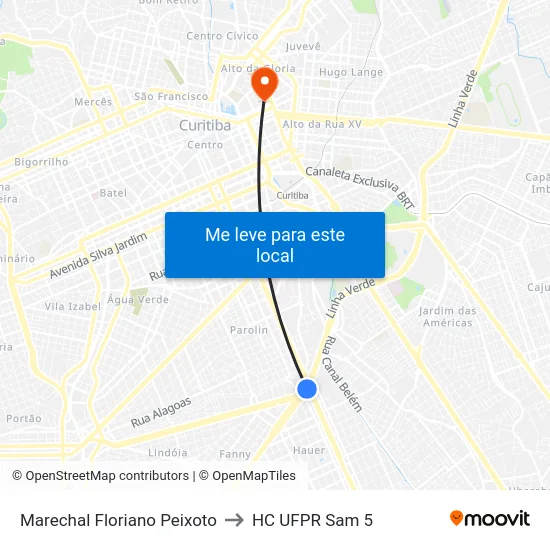 Marechal Floriano Peixoto to HC UFPR Sam 5 map