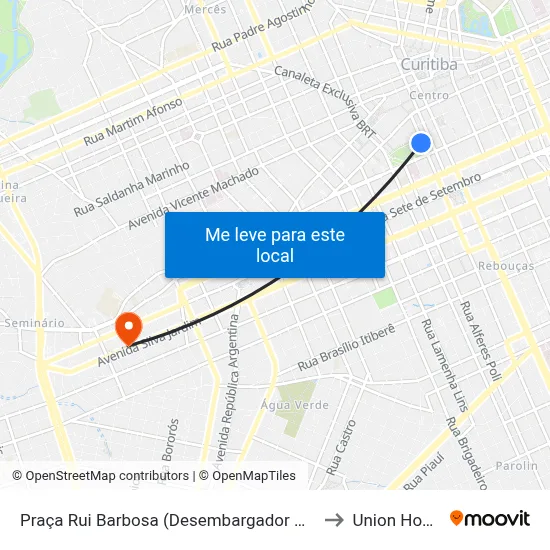 Praça Rui Barbosa (Desembargador Westphalen) to Union Hospital map