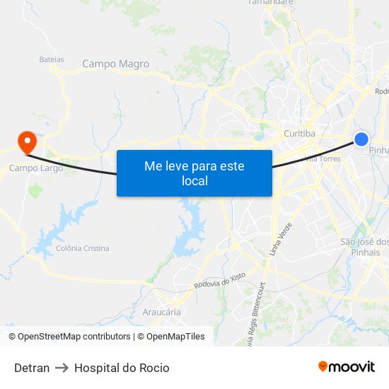Detran to Hospital do Rocio map