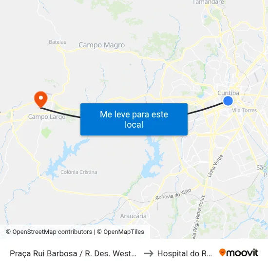 Praça Rui Barbosa (Desembargador Westphalen) to Hospital do Rocio map