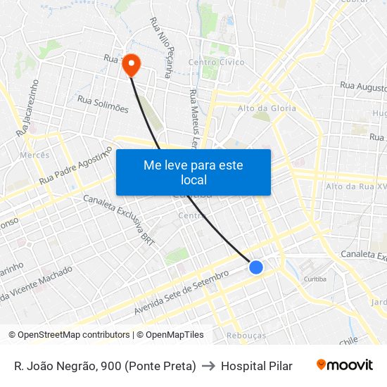 R. João Negrão, 900 (Ponte Preta) to Hospital Pilar map