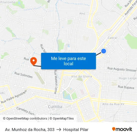 Av. Munhoz da Rocha, 303 to Hospital Pilar map