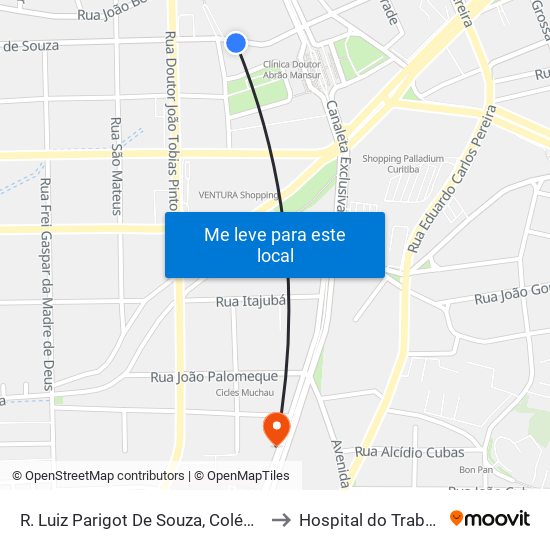 R. Luiz Parigot De Souza, Colégio Bagozzi to Hospital do Trabalhador map