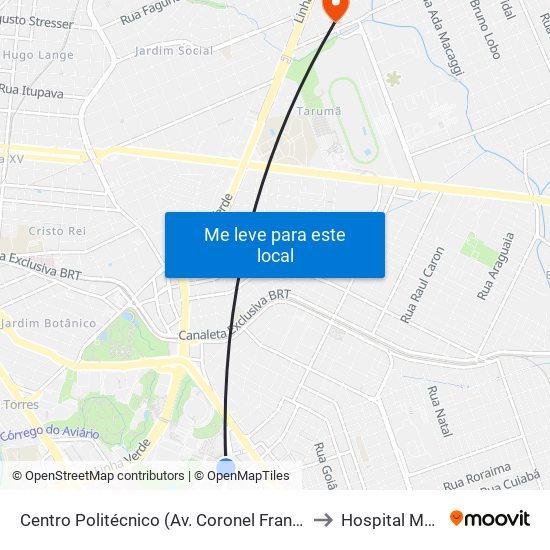 Centro Politécnico (Av. Coronel Francisco Heráclito Dos Santos, 400) to Hospital Madalena Sofia map