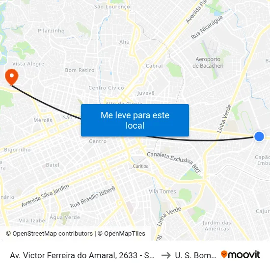 Av. Victor Ferreira do Amaral, 2633 to U. S. Bom Pastor map