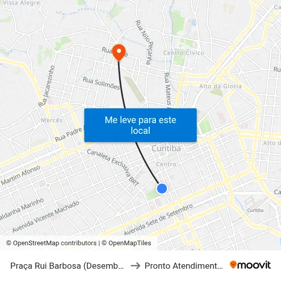 Praça Rui Barbosa (Desembargador Westphalen) to Pronto Atendimento Hospital Pilar map