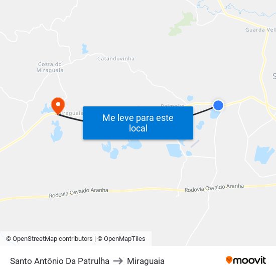 Santo Antônio Da Patrulha to Miraguaia map