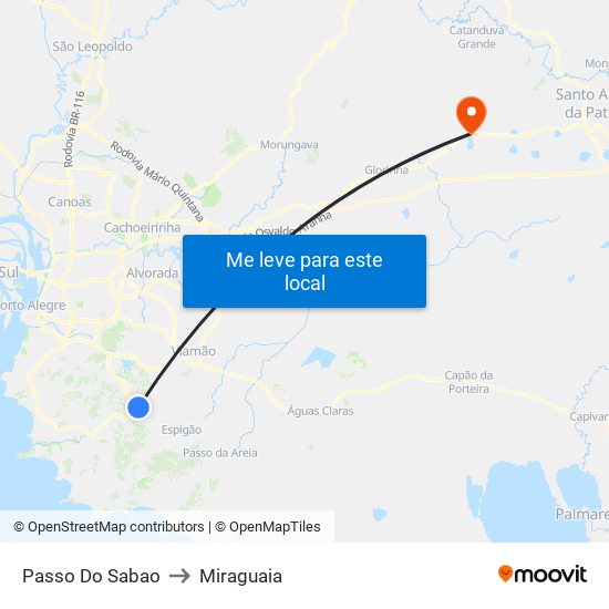 Passo Do Sabao to Miraguaia map
