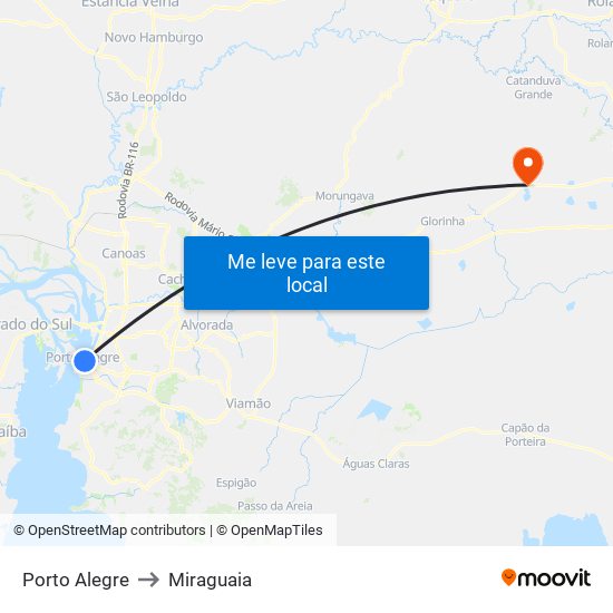 Porto Alegre to Miraguaia map