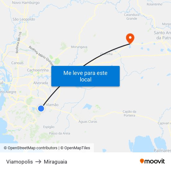 Viamopolis to Miraguaia map