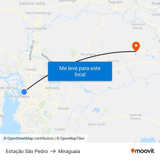 Estação São Pedro to Miraguaia map