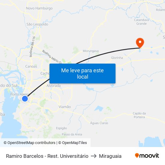 Ramiro Barcelos - Rest. Universitário to Miraguaia map