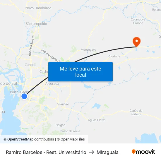 Ramiro Barcelos - Rest. Universitário to Miraguaia map