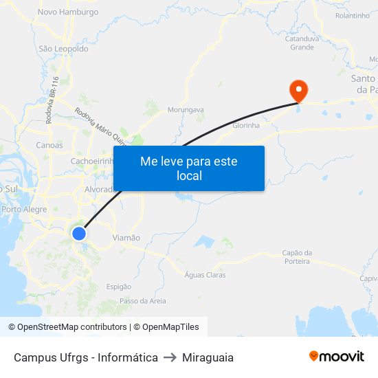 Campus Ufrgs - Informática to Miraguaia map