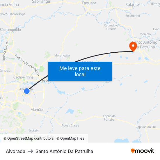 Alvorada to Santo Antônio Da Patrulha map