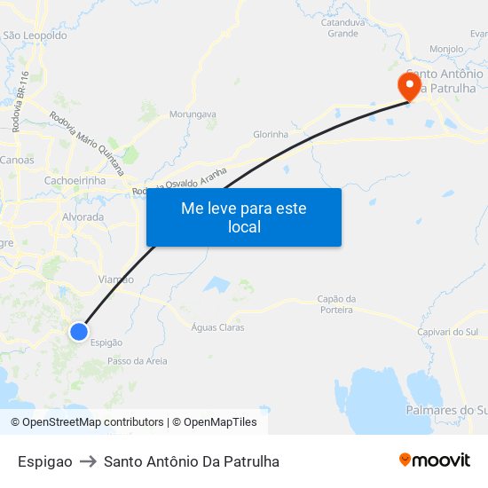 Espigao to Santo Antônio Da Patrulha map