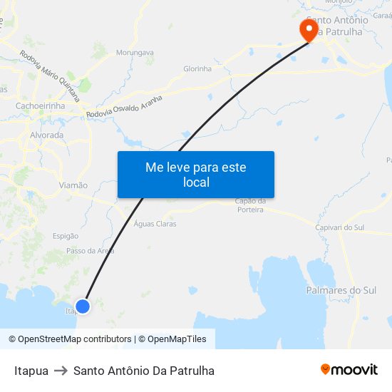 Itapua to Santo Antônio Da Patrulha map
