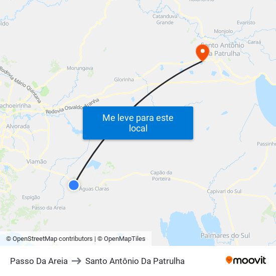 Passo Da Areia to Santo Antônio Da Patrulha map