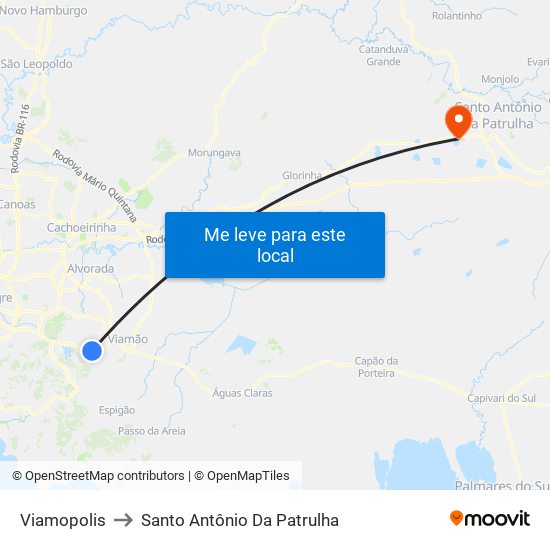 Viamopolis to Santo Antônio Da Patrulha map