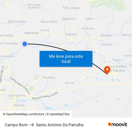 Campo Bom to Santo Antônio Da Patrulha map