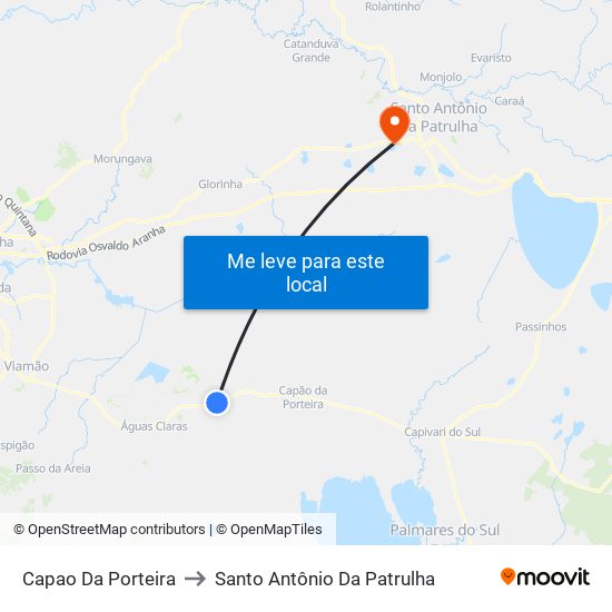 Capao Da Porteira to Santo Antônio Da Patrulha map