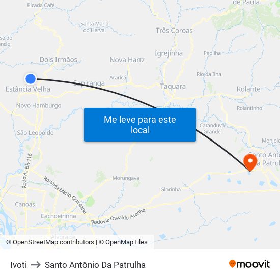 Ivoti to Santo Antônio Da Patrulha map