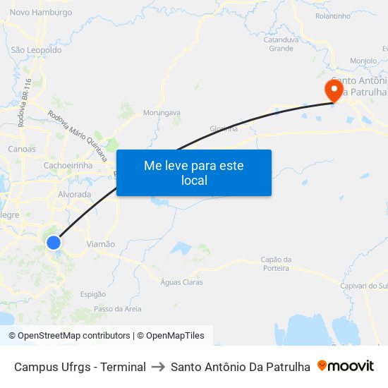 Campus Ufrgs - Terminal to Santo Antônio Da Patrulha map