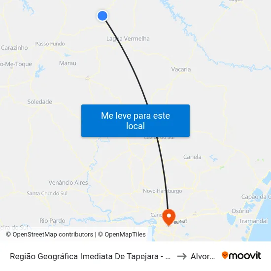 Região Geográfica Imediata De Tapejara - Sananduva to Alvorada map