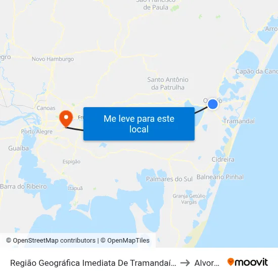 Região Geográfica Imediata De Tramandaí - Osório to Alvorada map