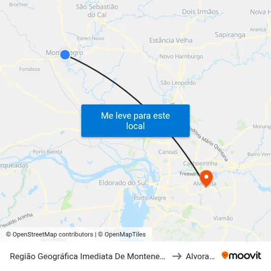 Região Geográfica Imediata De Montenegro to Alvorada map