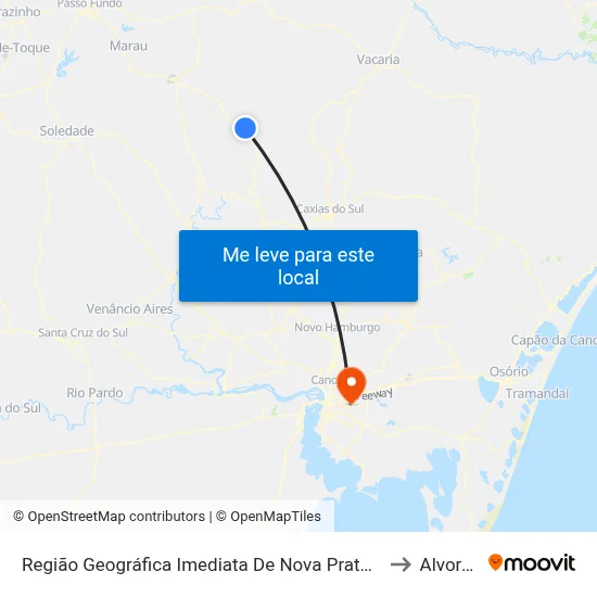 Região Geográfica Imediata De Nova Prata - Guaporé to Alvorada map