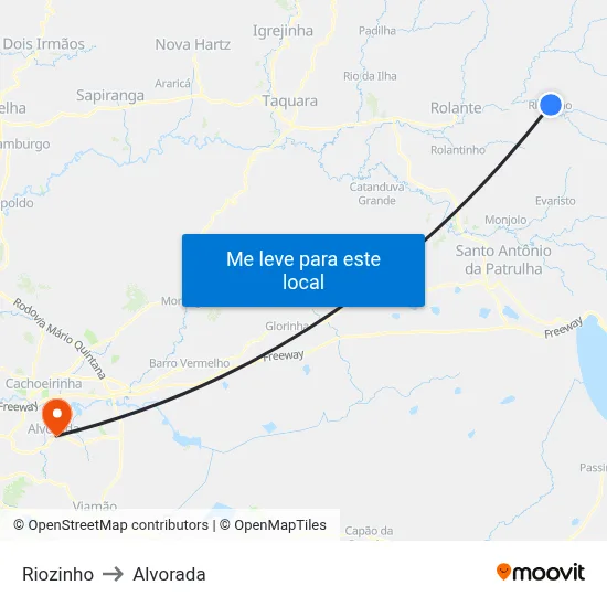Riozinho to Alvorada map