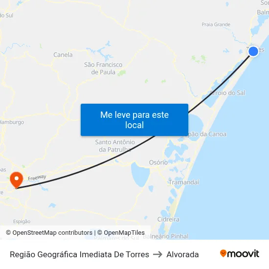 Região Geográfica Imediata De Torres to Alvorada map