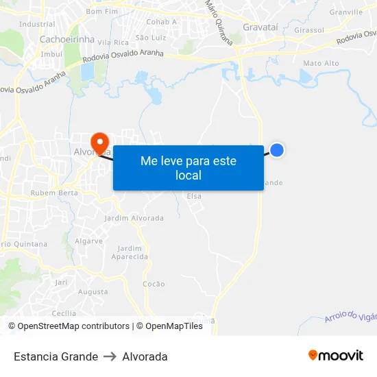 Estancia Grande to Alvorada map