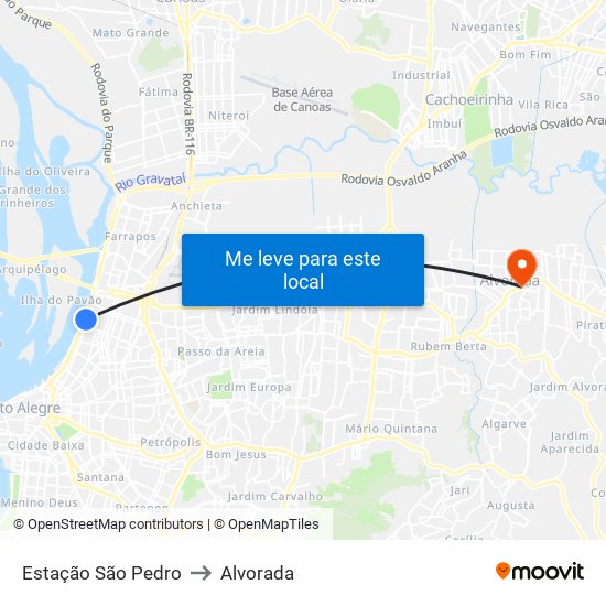 Estação São Pedro to Alvorada map