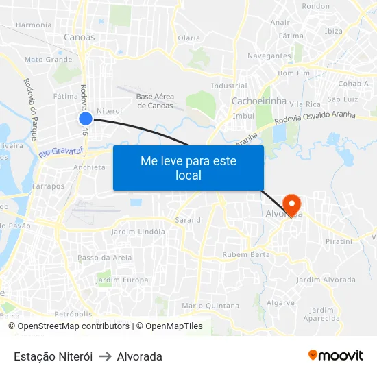 Estação Niterói to Alvorada map