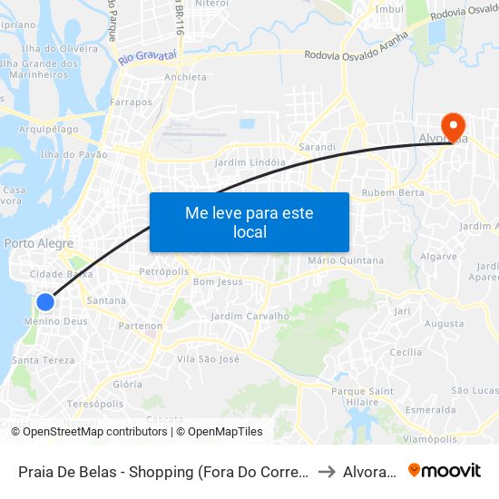 Praia De Belas - Shopping (Fora Do Corredor) to Alvorada map