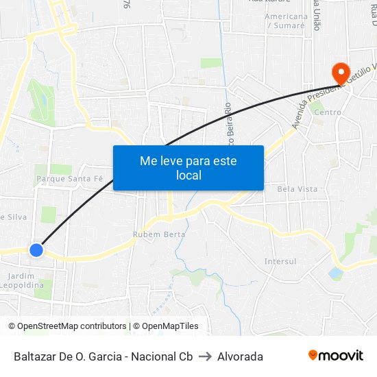 Baltazar De O. Garcia - Nacional Cb to Alvorada map