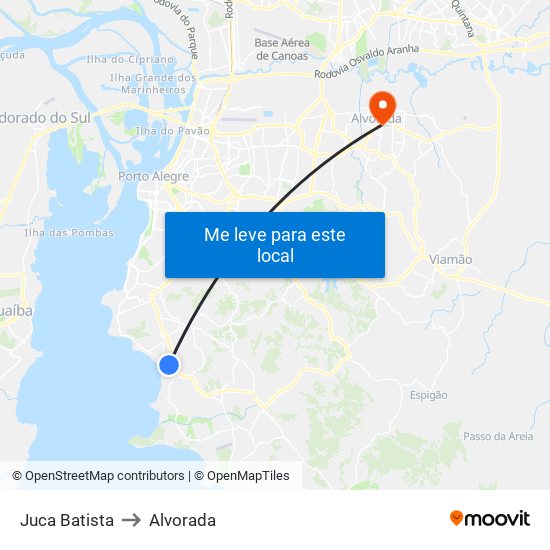 Juca Batista to Alvorada map