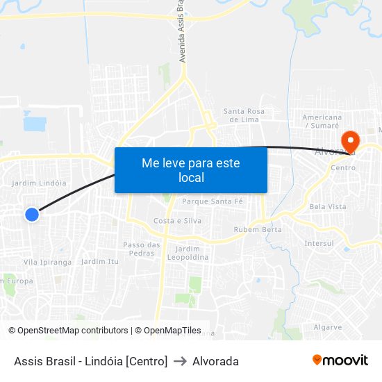 Assis Brasil - Lindóia [Centro] to Alvorada map