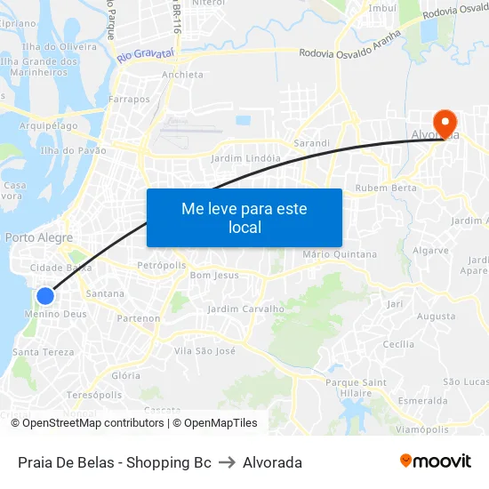 Praia De Belas - Shopping Bc to Alvorada map