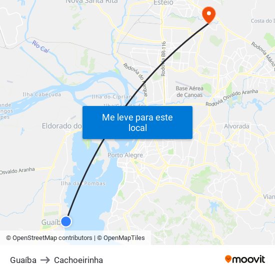 Guaíba to Cachoeirinha map