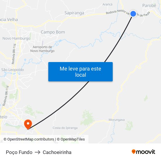 Poço Fundo to Cachoeirinha map