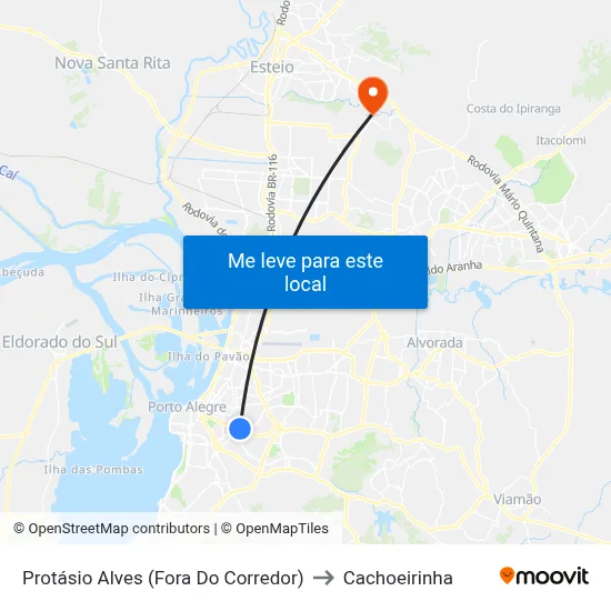 Protásio Alves (Fora Do Corredor) to Cachoeirinha map