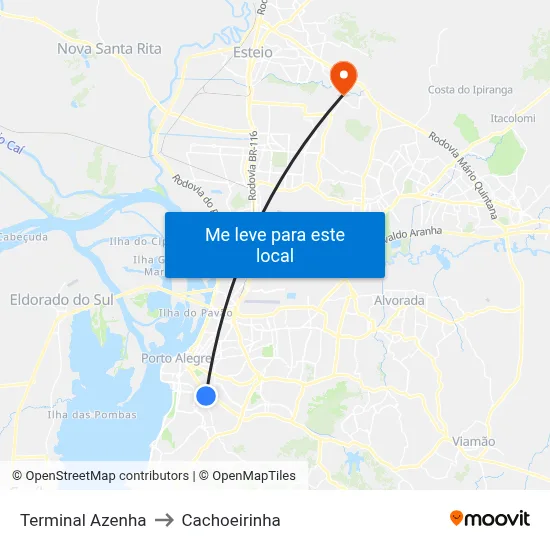Terminal Azenha to Cachoeirinha map