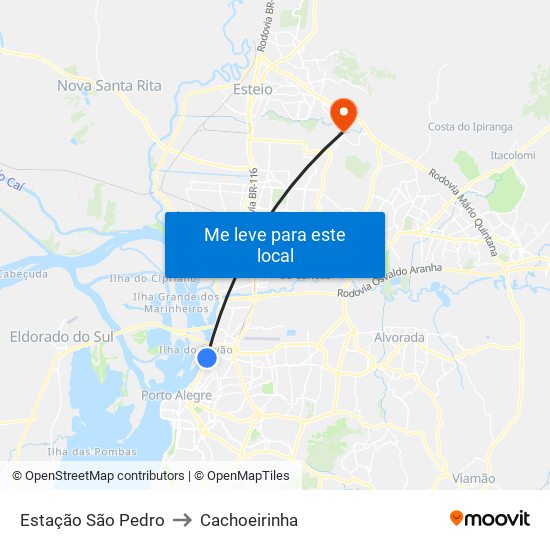 Estação São Pedro to Cachoeirinha map