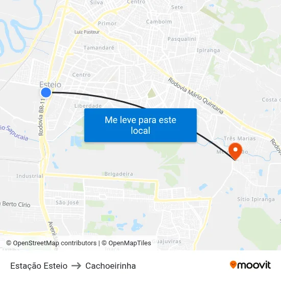 Estação Esteio to Cachoeirinha map