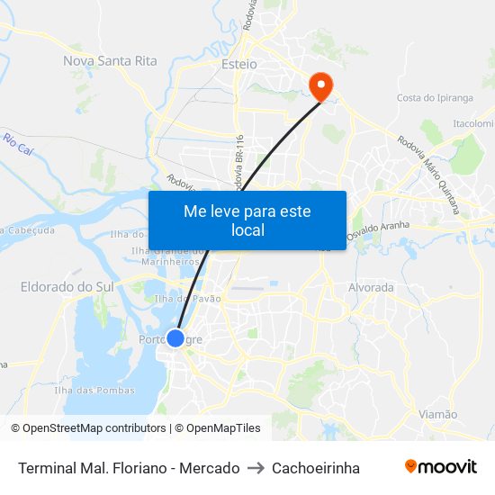 Terminal Mal. Floriano - Mercado to Cachoeirinha map