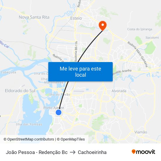 João Pessoa - Redenção Bc to Cachoeirinha map