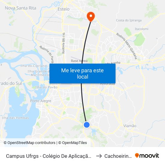 Campus Ufrgs - Colégio De Aplicação Bc to Cachoeirinha map